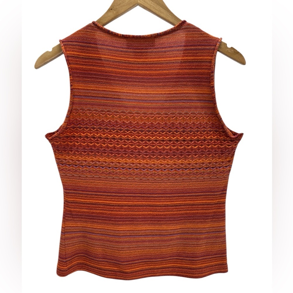 M Missoni Vintage 70s Style Knit Two Piece Orange Striped Tank Top Midi Skirt M - Picture 2 of 14